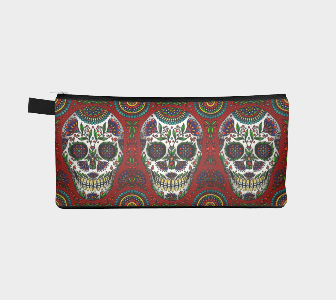 Pencil Case - Skull with Red