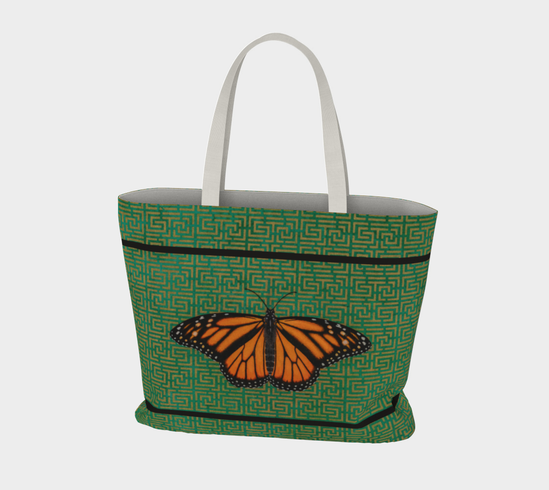 Tote Bag (Large Tote) Monarch Butterfly w. Stripe