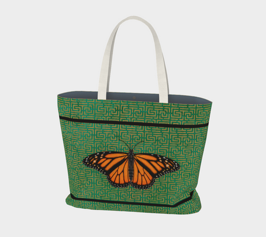 Tote Bag (Large Tote) Monarch Butterfly w. Stripe