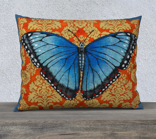 Cushion Cover (26" x 20") Blue Morpho Butterfly with Blue
