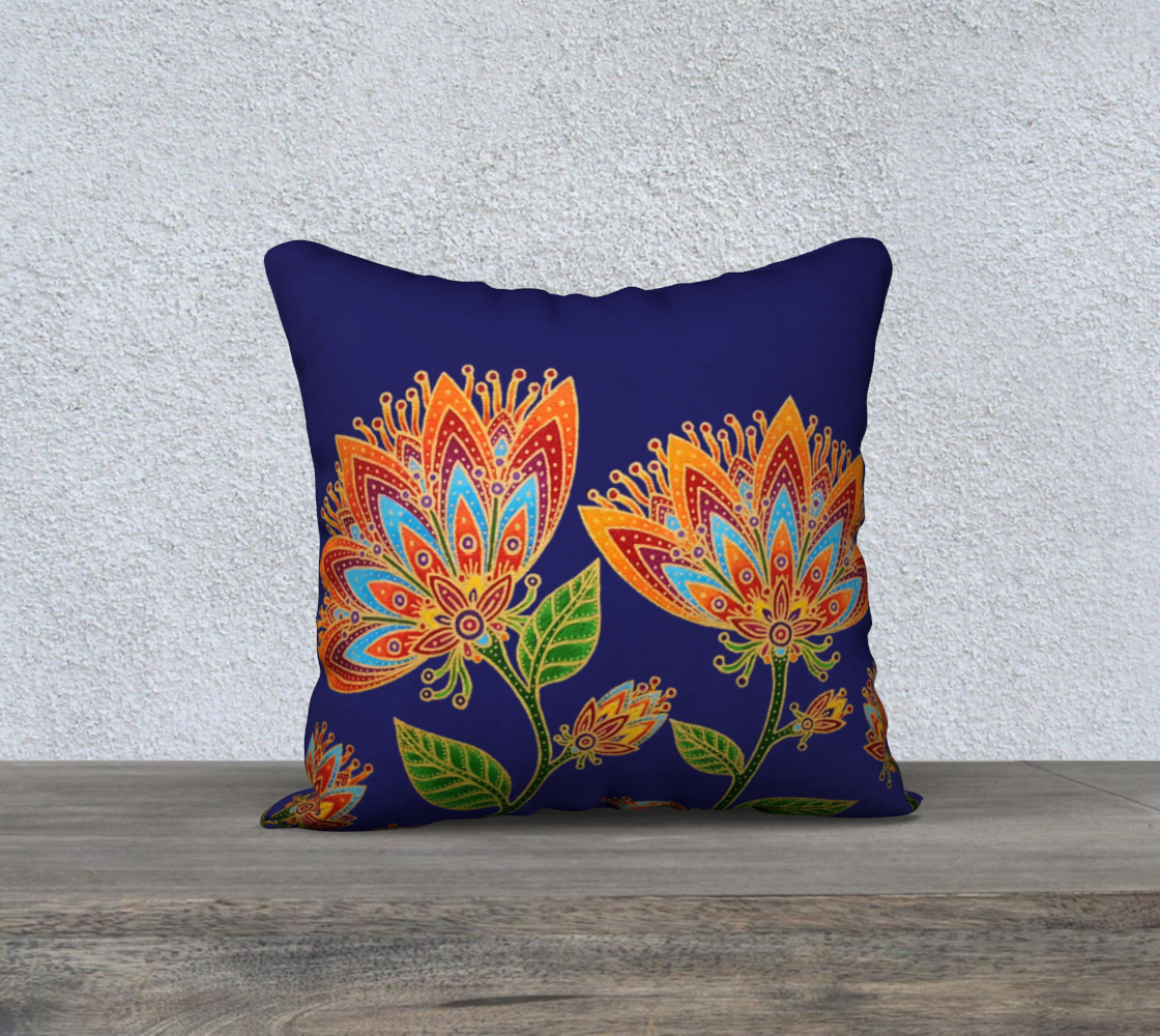 Cushion Cover (18" x 18") Fab Floral on Blue