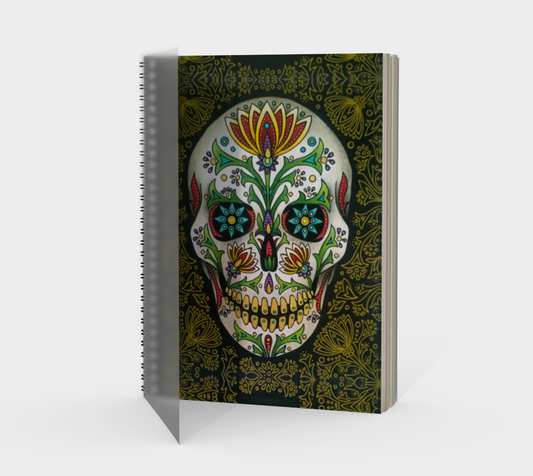 Spiral Notebook (portrait) Gold Skull