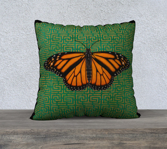 Cushion Cover (22" x 22") Monarch Butterfly Border