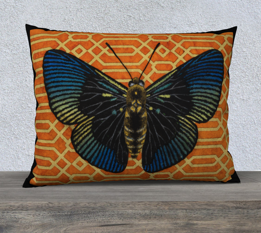 Cushion Cover (26" x 20") Apollonia Metalmark Butterfly with Black