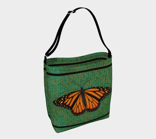 Tote Bag (Day Tote) Monarch Butterfly w. Stripe
