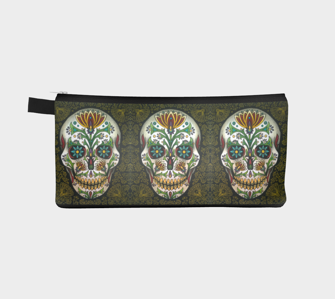 Pencil Case - Skull with Black and Gold