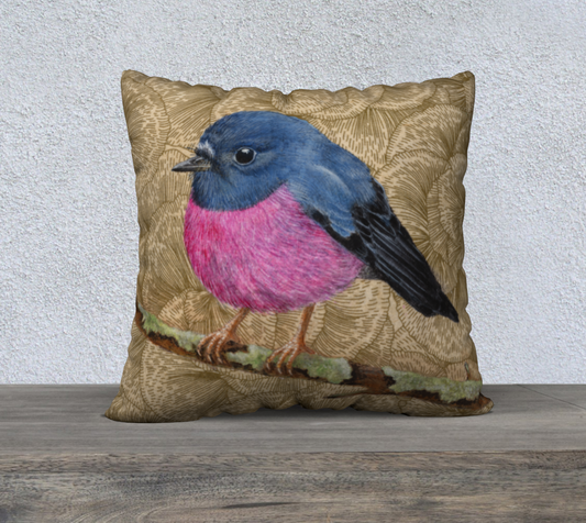 Cushion Cover (22" x 22") Pink Robin