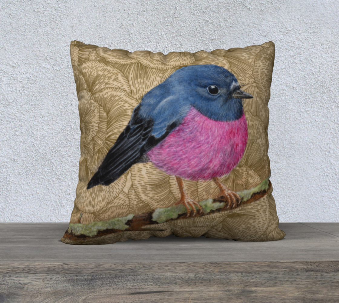 Cushion Cover (22" x 22") Pink Robin