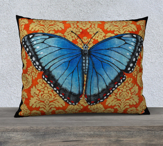 Cushion Cover (26" x 20") Blue Morpho Butterfly with Black
