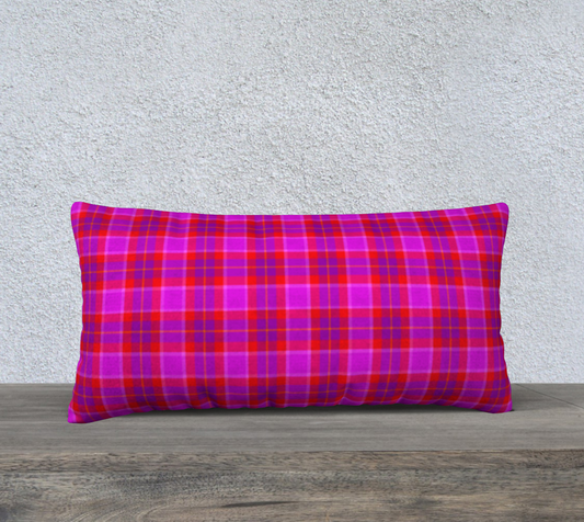 Cushion Cover (24" x 12") Pink Tartan
