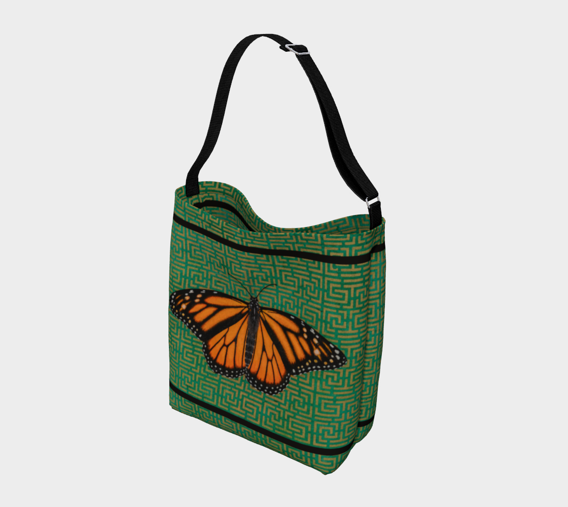 Tote Bag (Day Tote) Monarch Butterfly w. Stripe