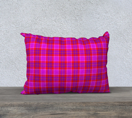 Cushion Cover (20" x 14") Pink Tartan