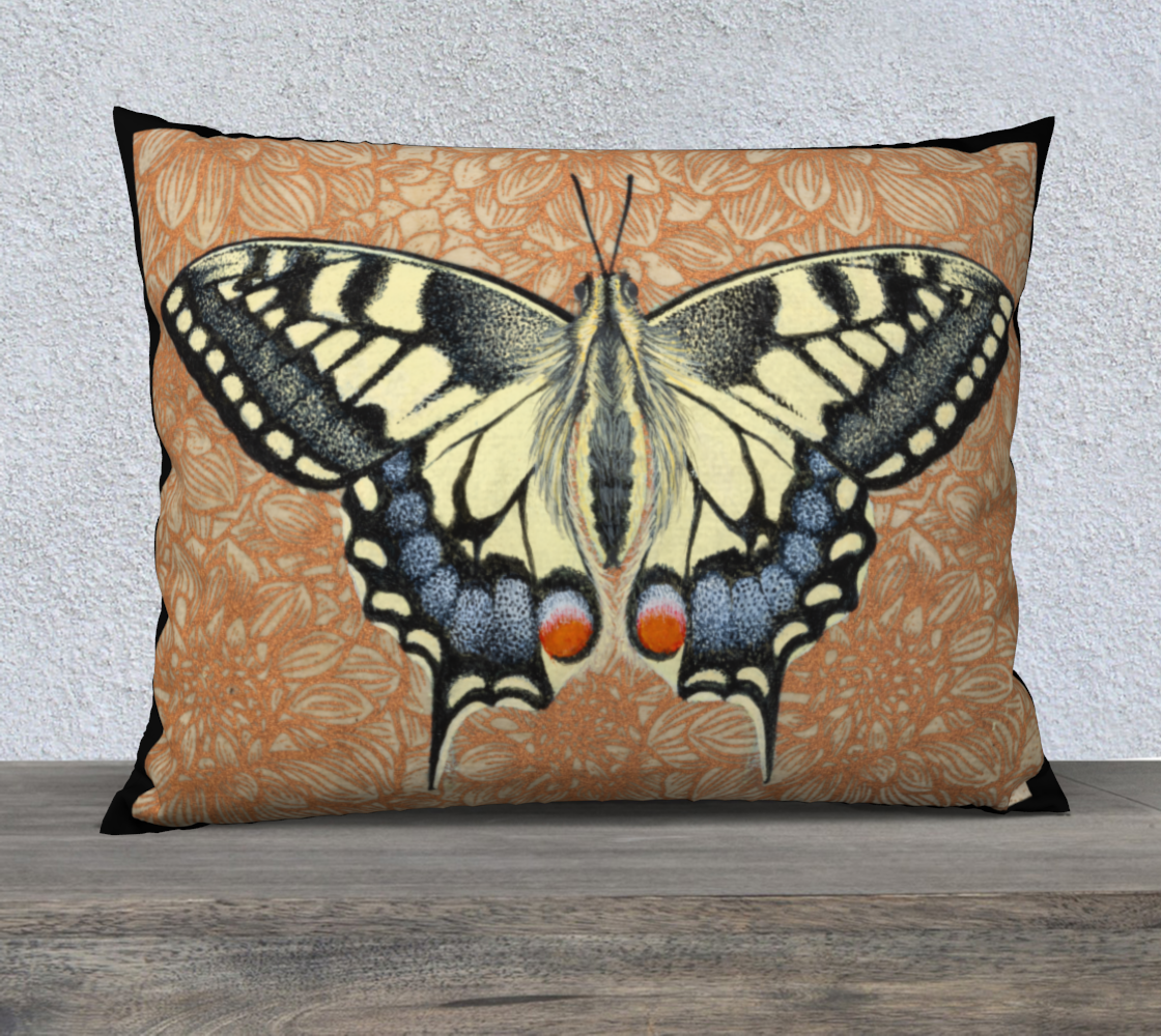 Cushion Cover (26" x 20") Swallowtail Butterfly with Black